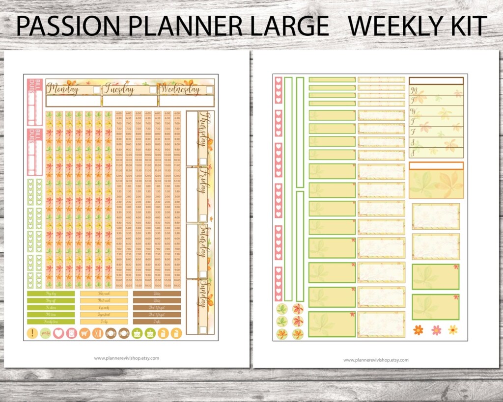 Passion Planner Large Printable Weekly Kit autumn Printable Etsy
