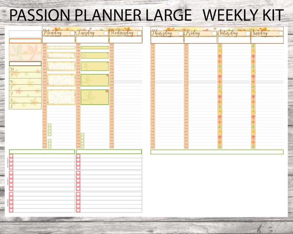 Passion Planner Large Printable Weekly Kit autumn Printable Etsy