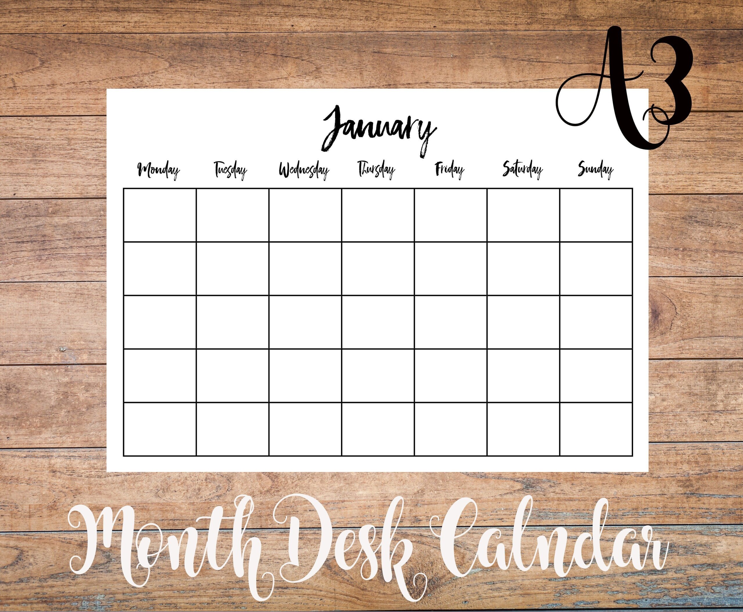 Perpetual A3 Monthly Calendar PRINTABLE Undated Desk Pad Etsy