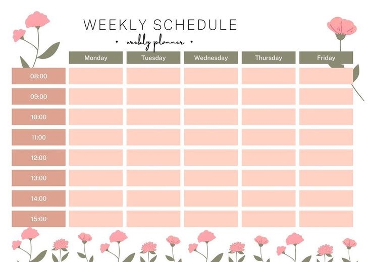 Pink Aesthetic Flower Weekly Planner Template