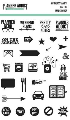 Planner Addict 4x6 Photopolymer Stamp Set Planner Accessories Erin 