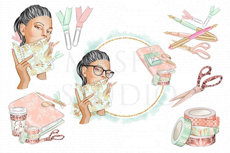 Planner Clipart African American Planner Girl Etsy