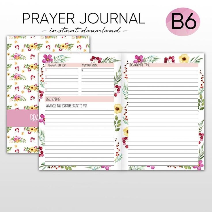 Prayer Journal B6 Inserts B6 Printable Inserts TN Inserts Midori Cover 