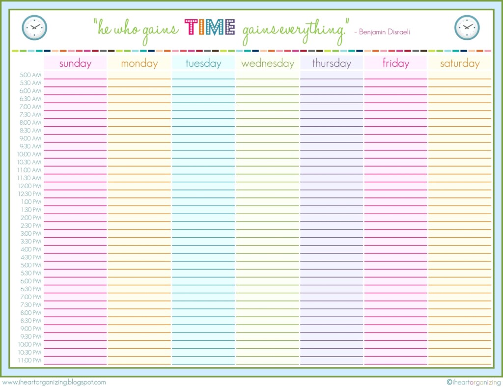Printable 24 Hour Weekly Schedule Template Printable Templates
