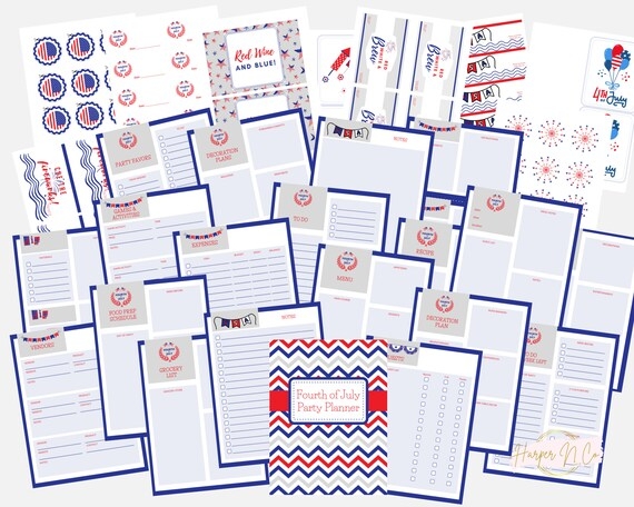 Printable 4th Of July Planner Printable Planner Fourth Of Etsy