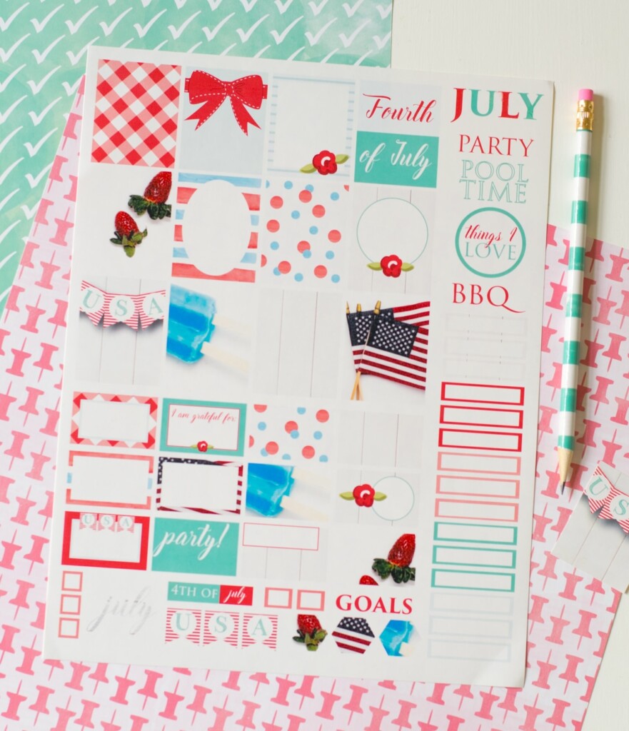 Printable 4th Of July Planner Stickers Carrie Elle