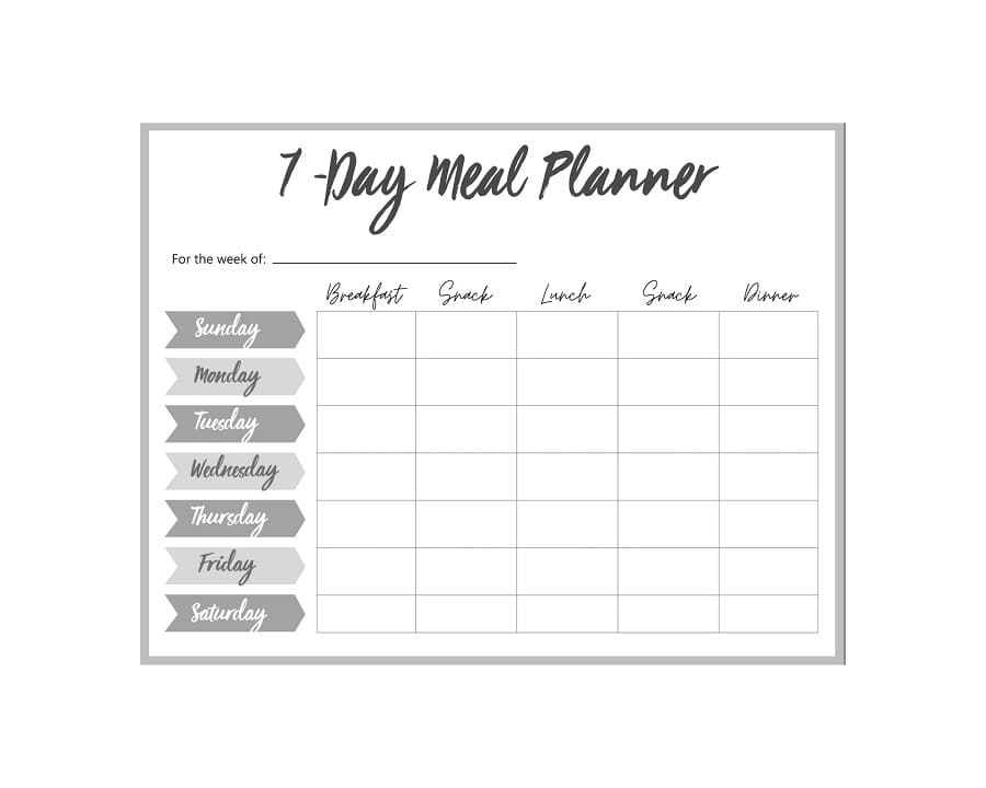 Printable 7 Day Meal Planner Free Download And Print For You 