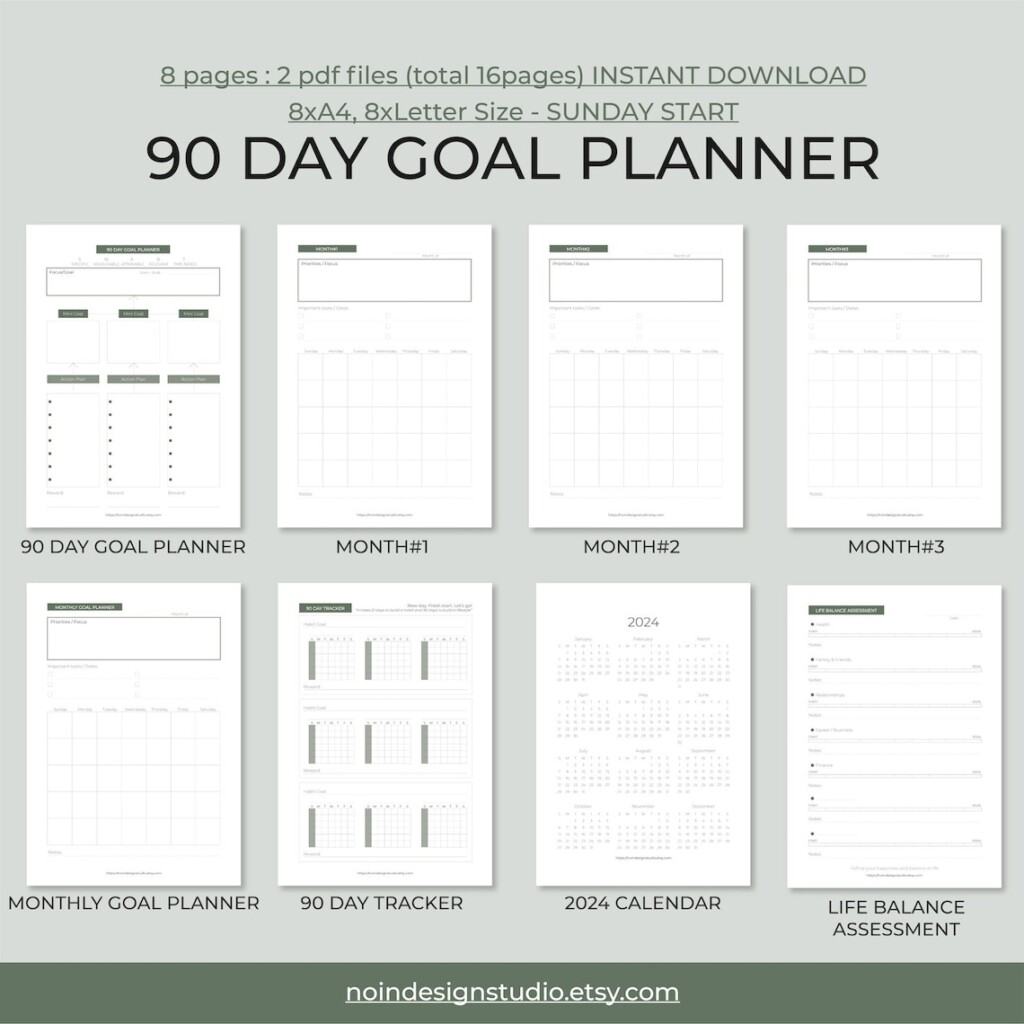Printable 90 day Goal Planner 90 Day Tracker Monthly Planner Habit 