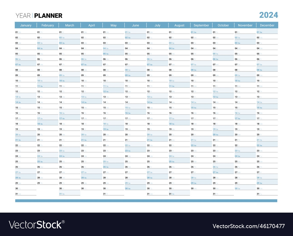 Printable A3 Year Planner 2024 Leena Myrtice