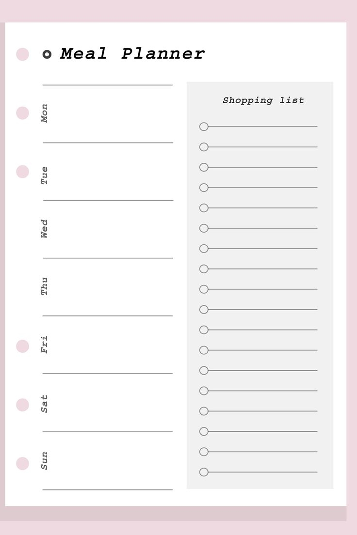 PRINTABLE A5 Meal Planner Printable Insert Printable Meal Plan PDF