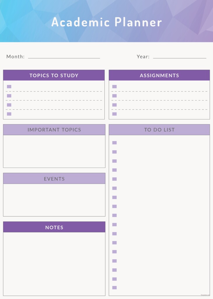 Printable Academic Planner
