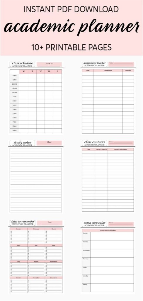 Printable Academic Planner Printable Calendars AT A GLANCE