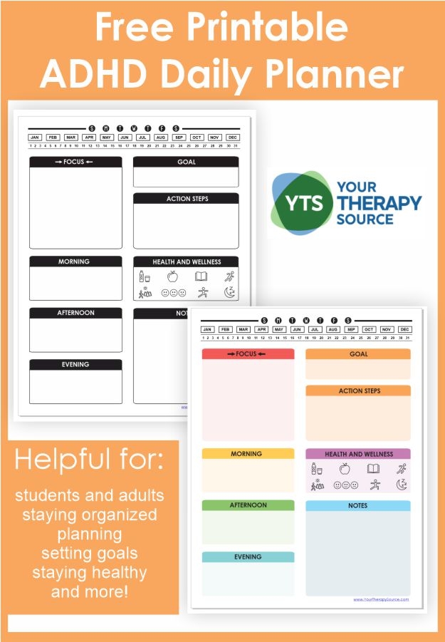 Printable ADHD Daily Planner Template FREE Free Adhd Planner Pdf 
