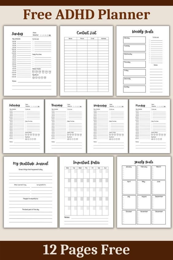 Printable Adhd Planner Free Pdf Artofit