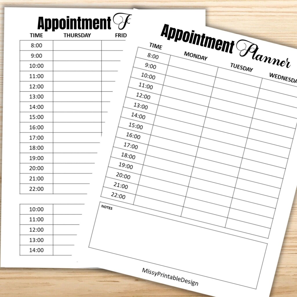 Printable Appointment Book Appointment Planner Printable Binder 