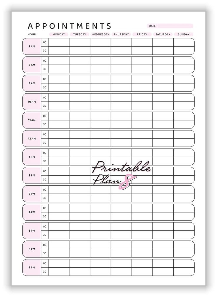 Printable Appointment Book Template Weekly Appointments Appointment 