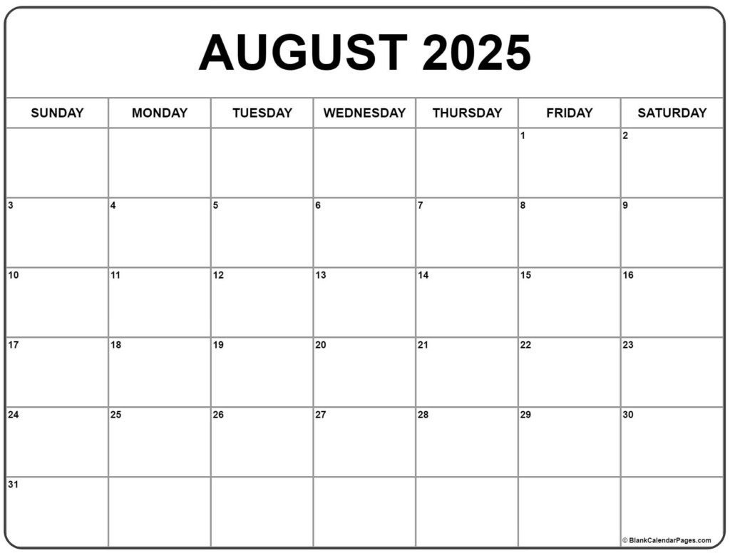 Printable August 2025 Calendar Wiki Charles Trenwith