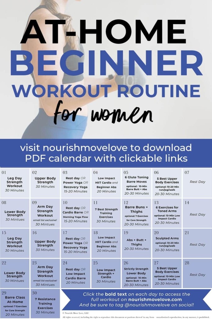 Printable Beginner Workout Plan Printable Free Templates