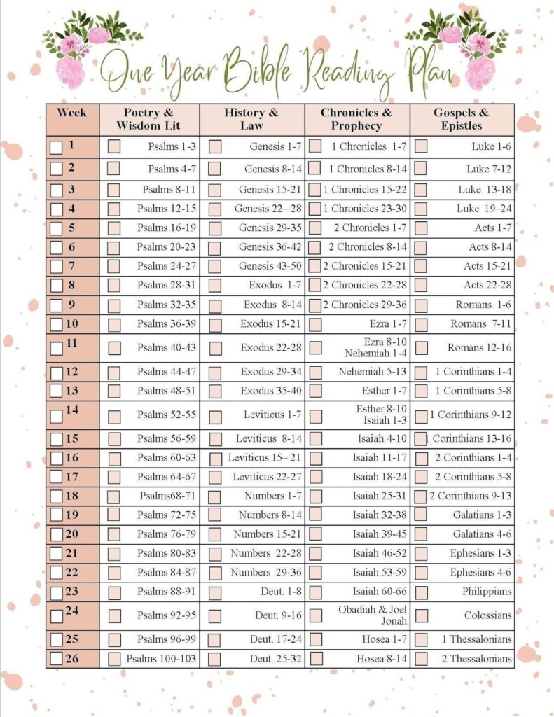 Printable Bible Reading Plan Etsy Year Bible Reading Plan 