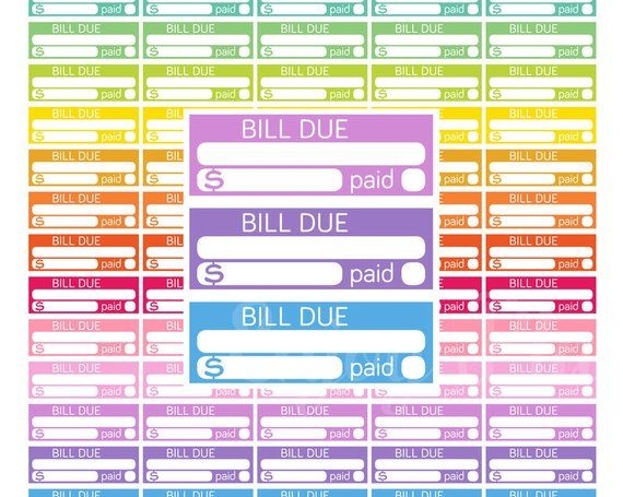 PRINTABLE Bill Due Planner Stickers Bill Due Stickers Bill Due Planner 