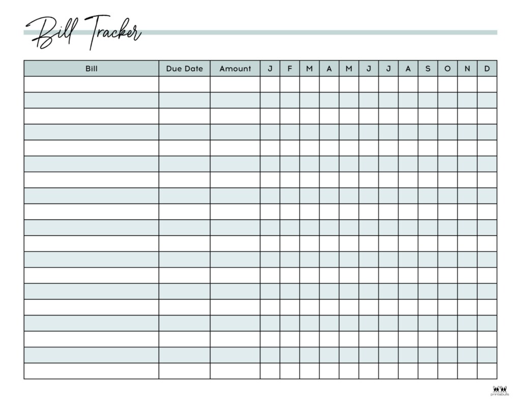 Printable Bill Planner