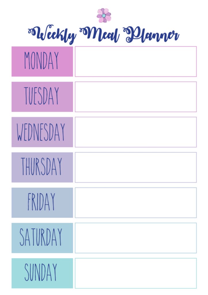 Printable Calendar Meal Planner Vugulu