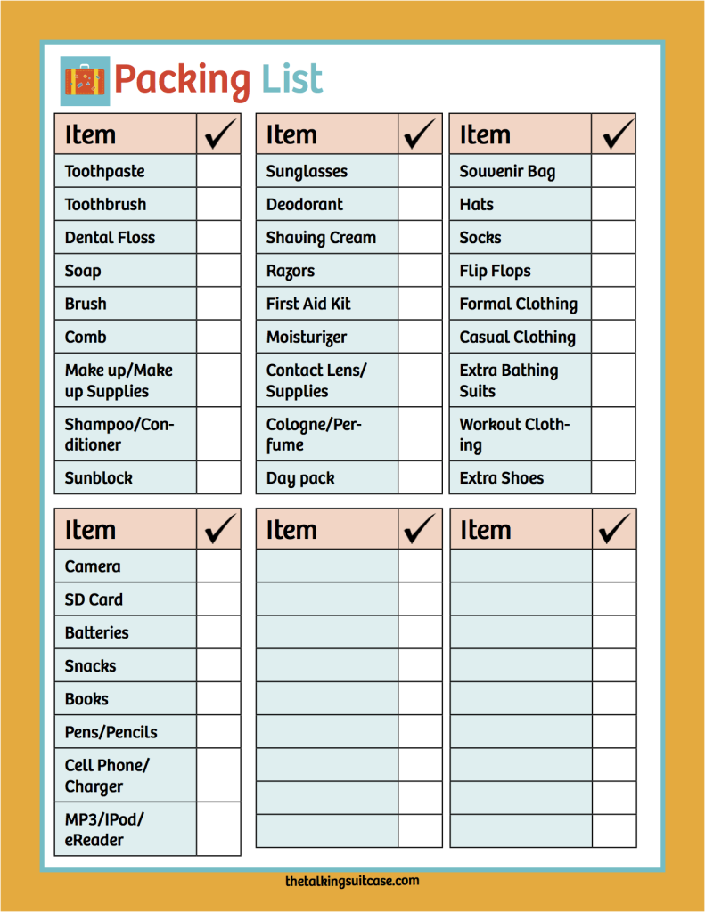 Printable Cruise Planner