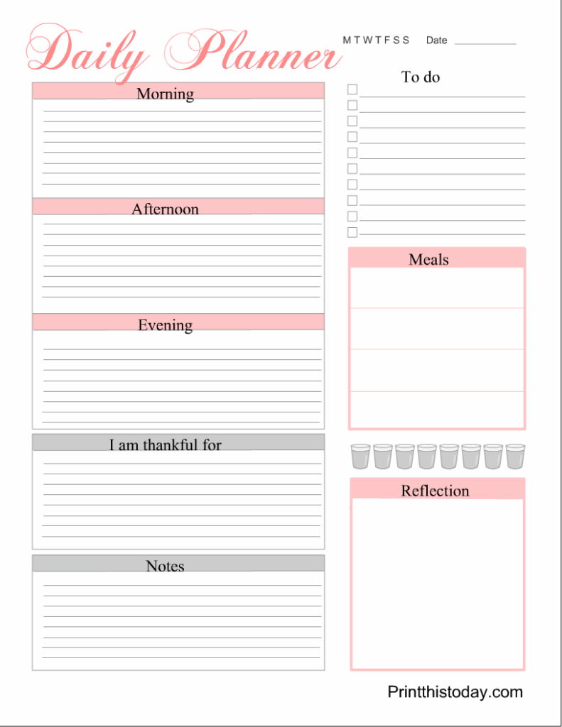 Printable Daily Planner Pages
