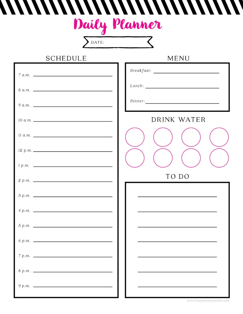 Printable Daily Planner Sheets