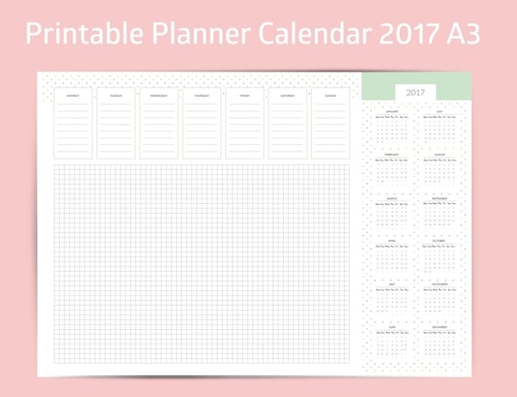 PRINTABLE Desk Planner A3 Desk Pad Weekly Planner Monthly