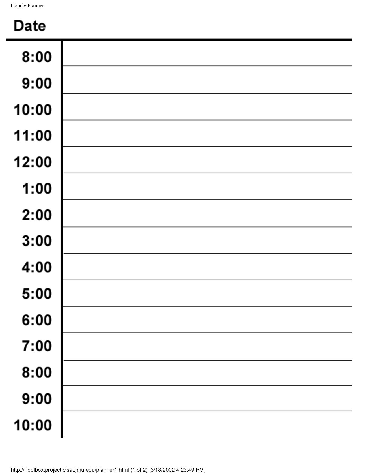 Printable Half Hour Day Planner Daily Calendar Template Daily