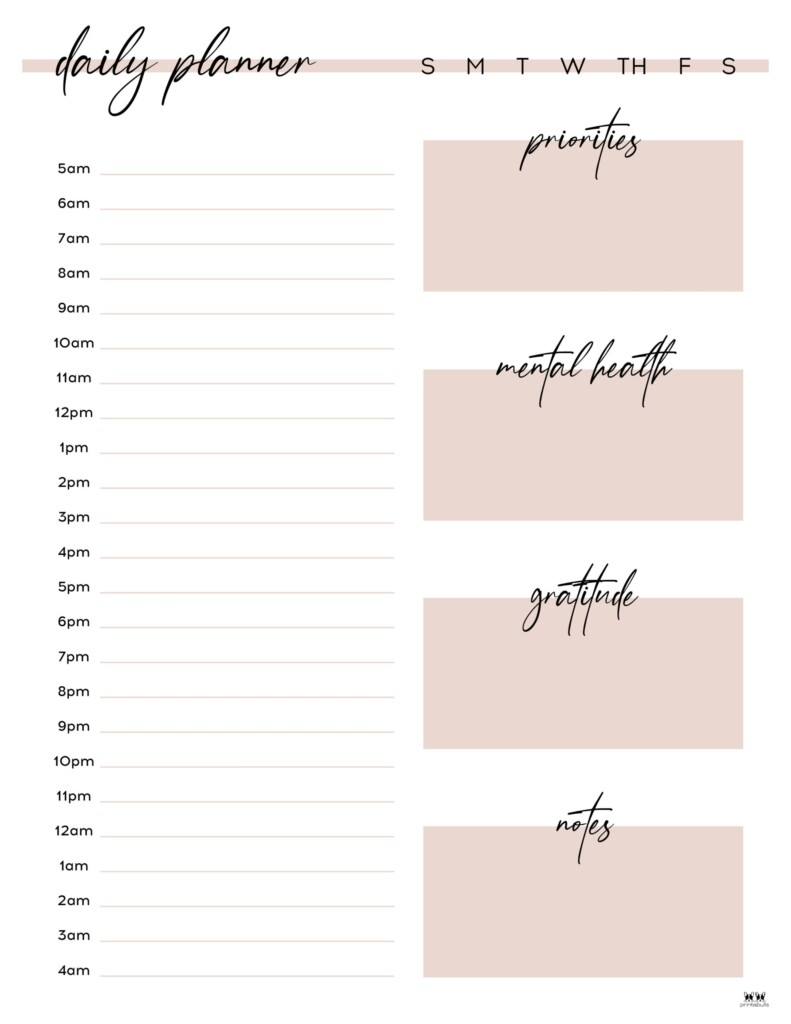 Printable Hourly Day Planner