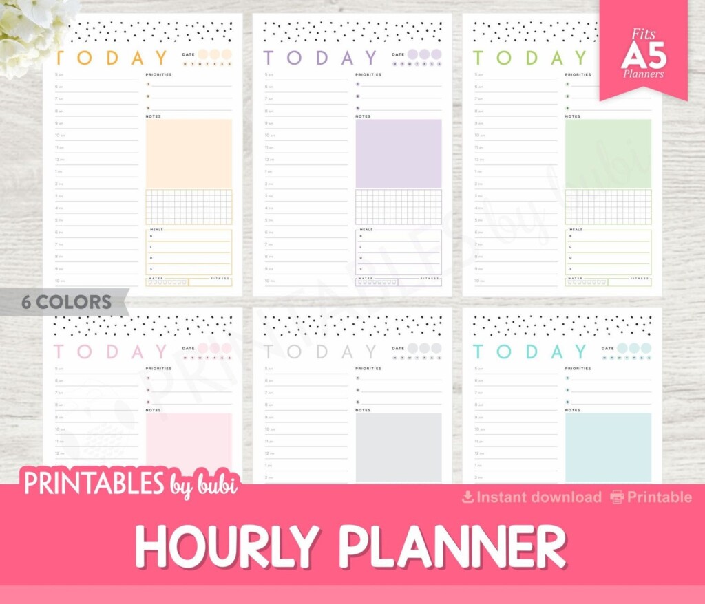 Printable Hourly Planner A5 Daily Planner Inserts Daily Hourly 