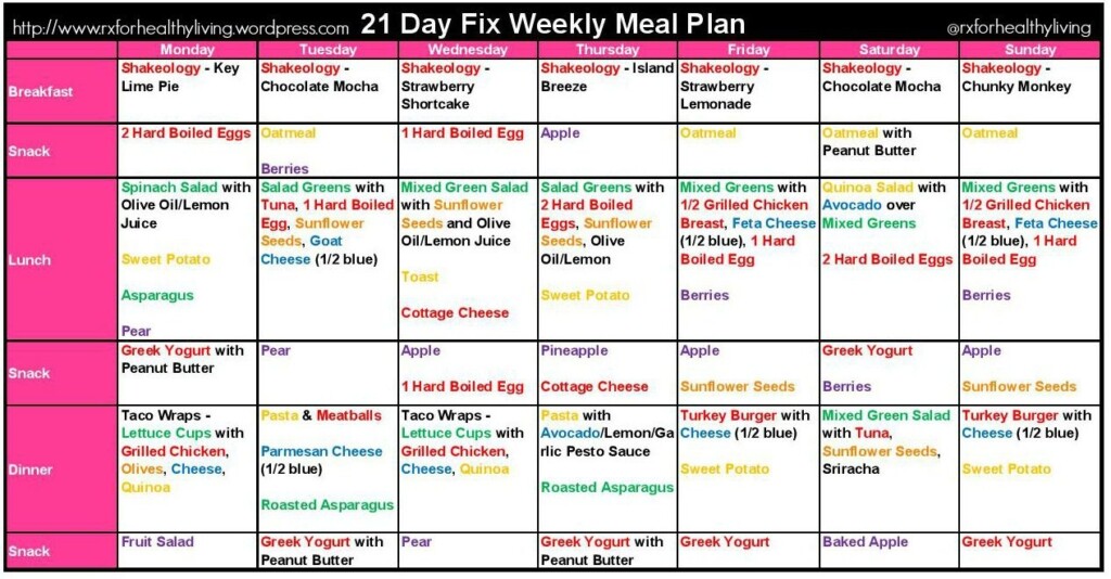 Printable Meal Planner For 21 Day Fix Litystrategy