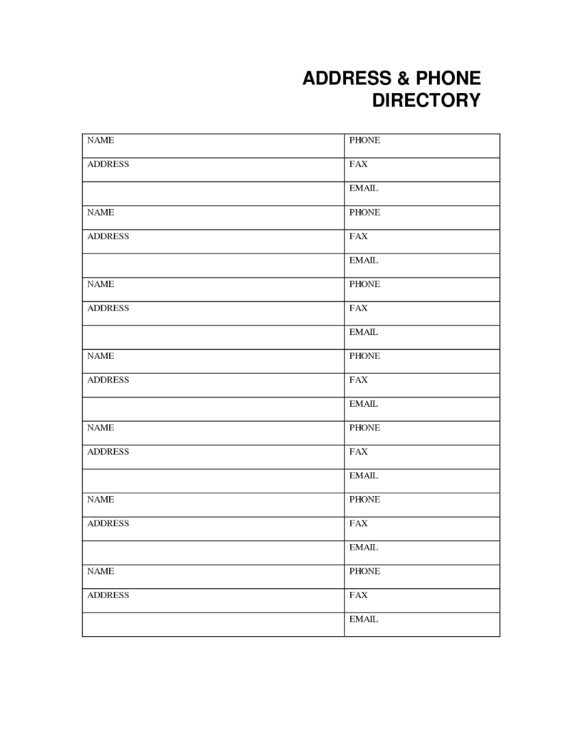 Printable Name Address Phone Number Template Printable Templates