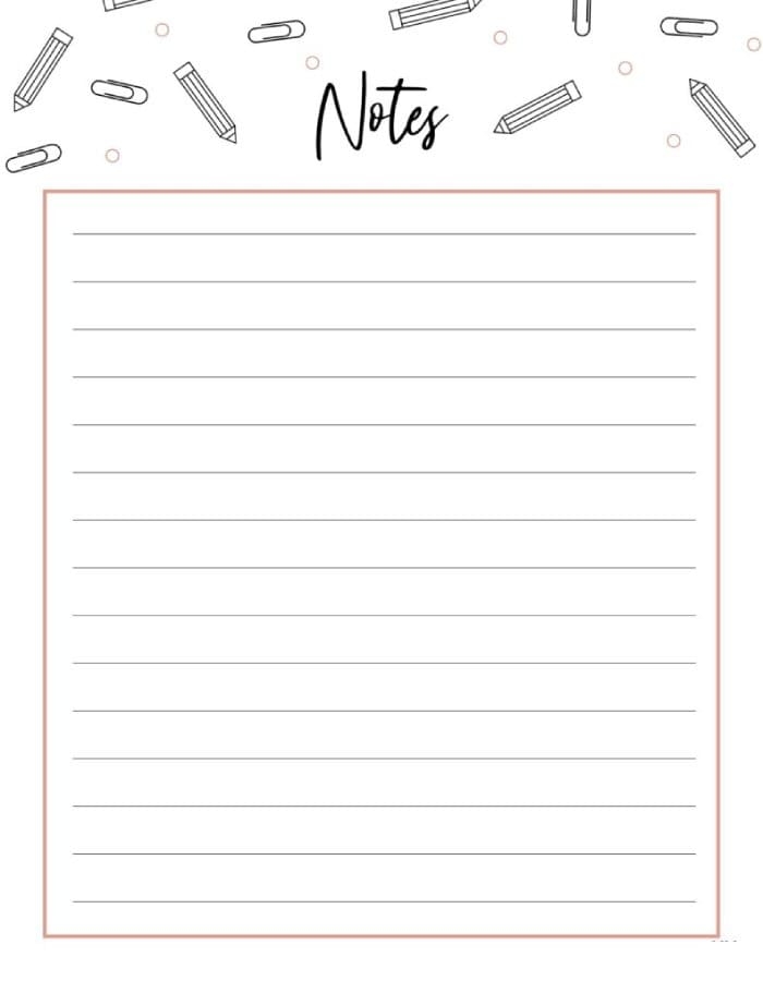 Printable Note Page Free Download And Print For You 