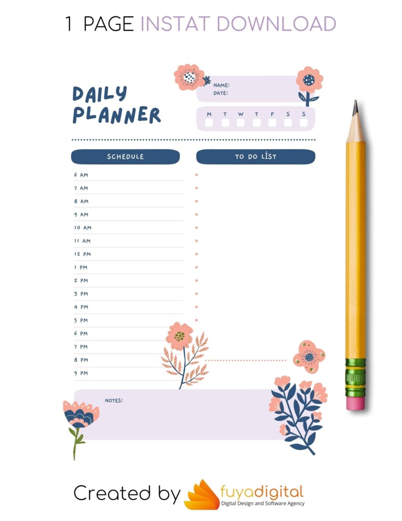 Printable Planner Printables Agenda Organization Hole Punches Goals 