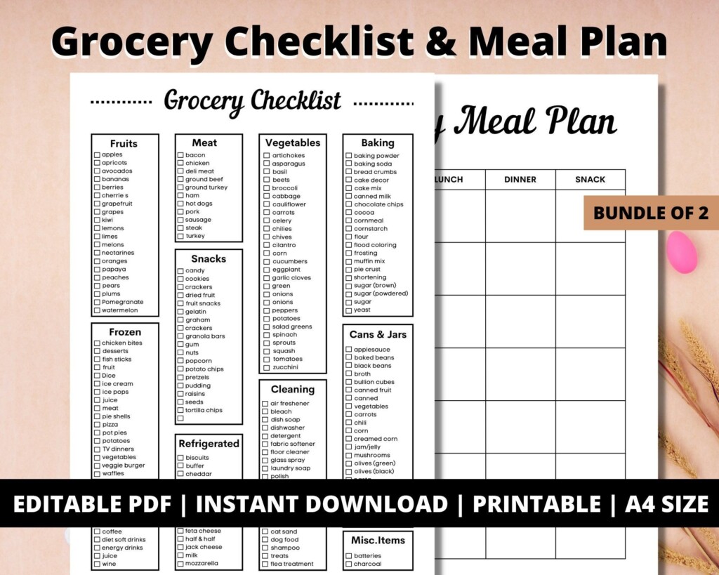 Printable Shopping List Meal Planner Printable Weekly Meal Planner 