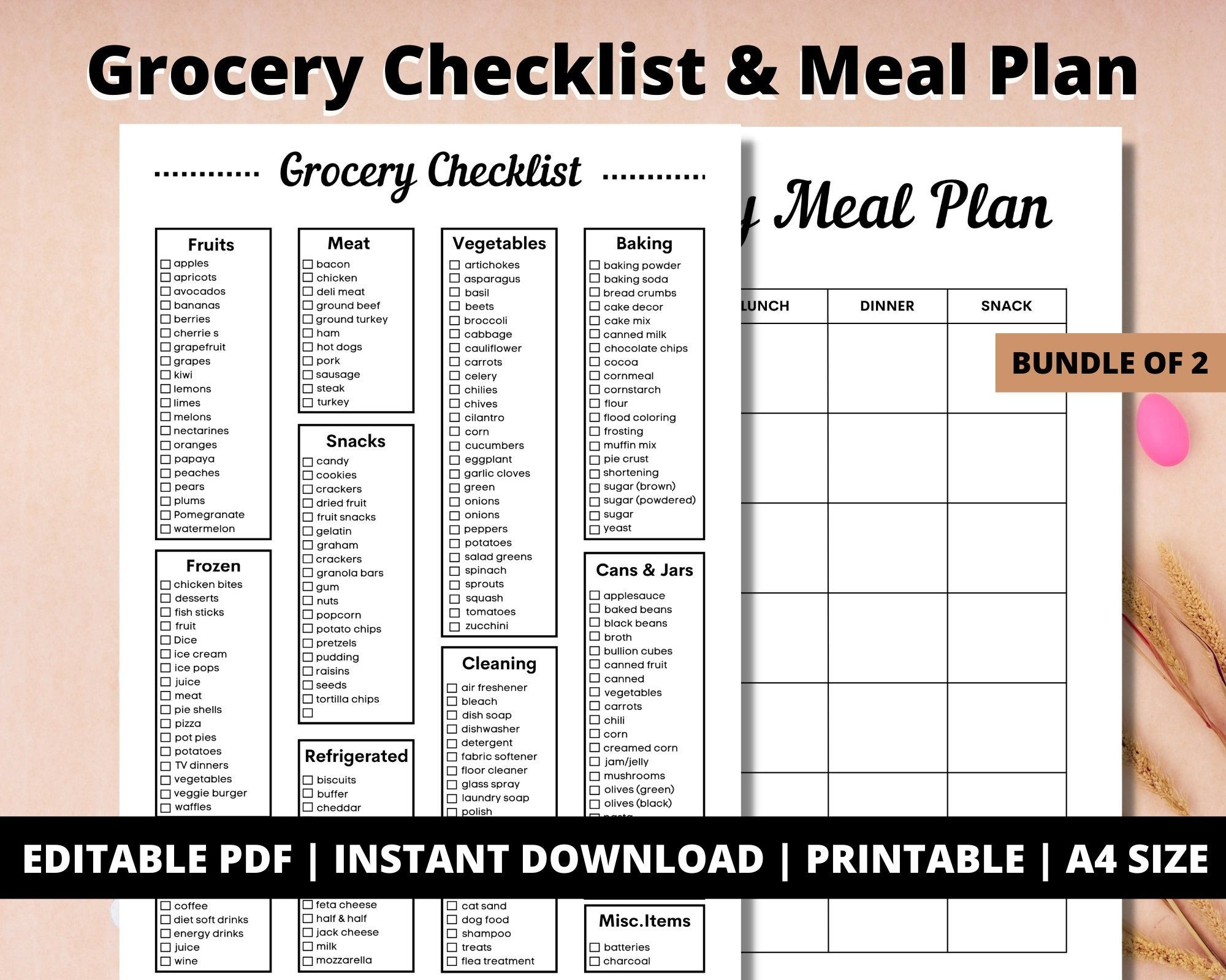 Printable Shopping List Meal Planner Printable Weekly Meal Planner