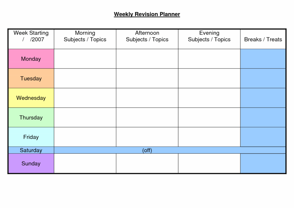 Printable Student Weekly Planner Template Printable Templates