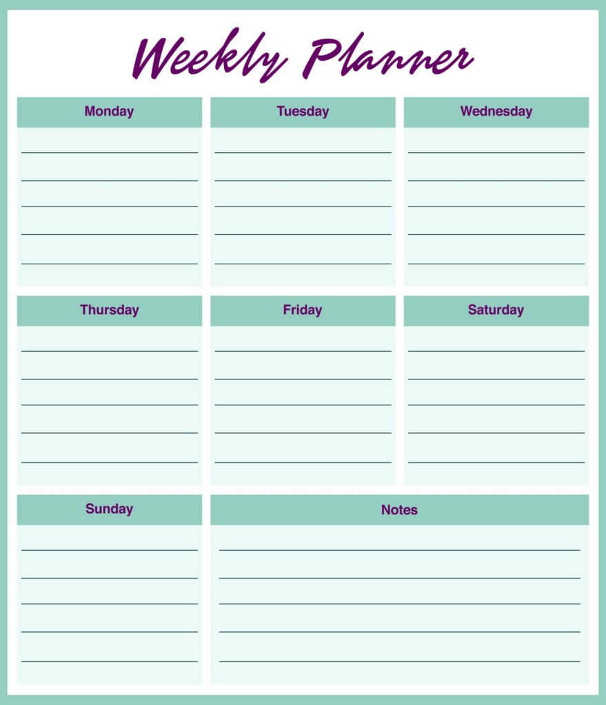 Printable Student Weekly Planner Template Printable Templates