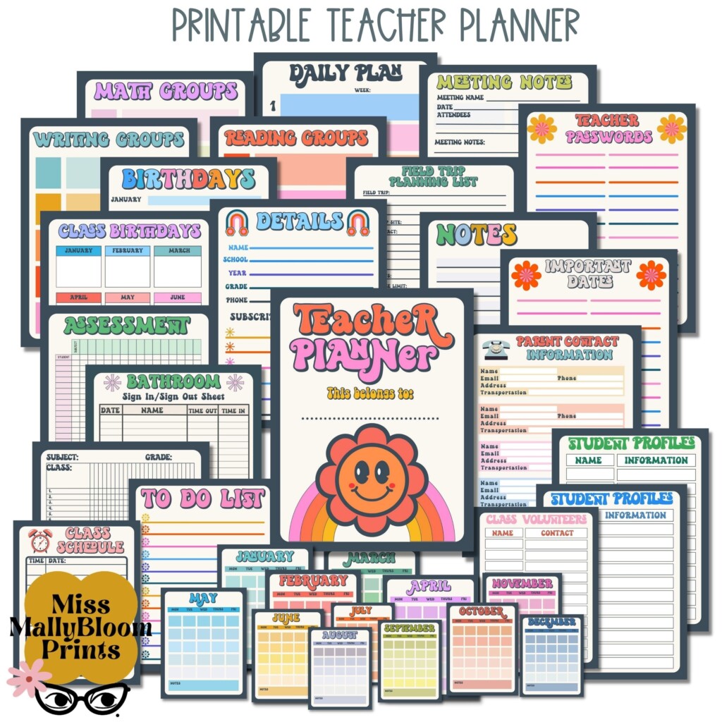 Printable Teacher Planner Teacher Planner Printable Daily Agenda 