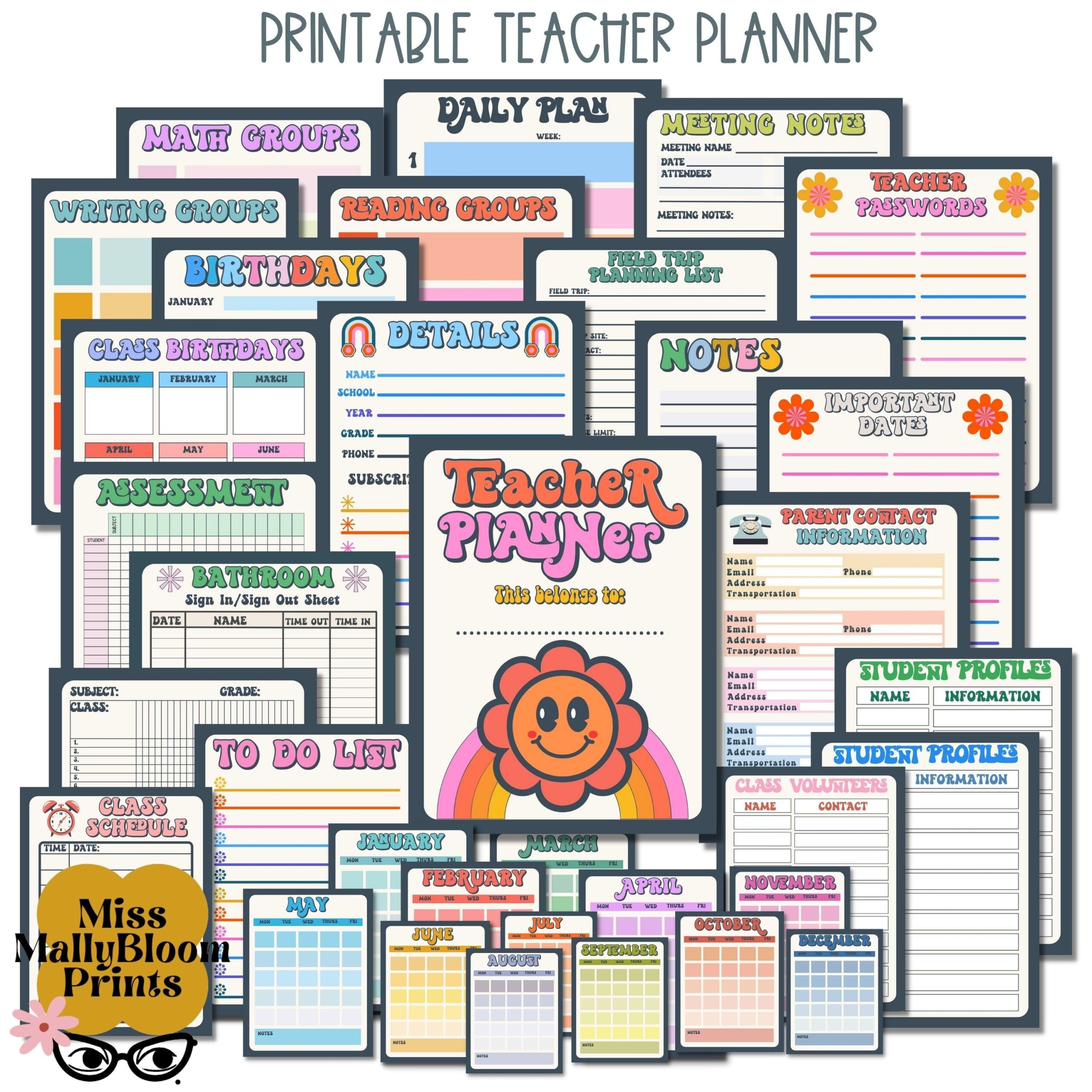 Printable Teacher Planner Teacher Planner Printable Daily Agenda