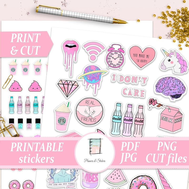 Printable Tumblr Planner Stickers Aesthetic Stickers Etsy