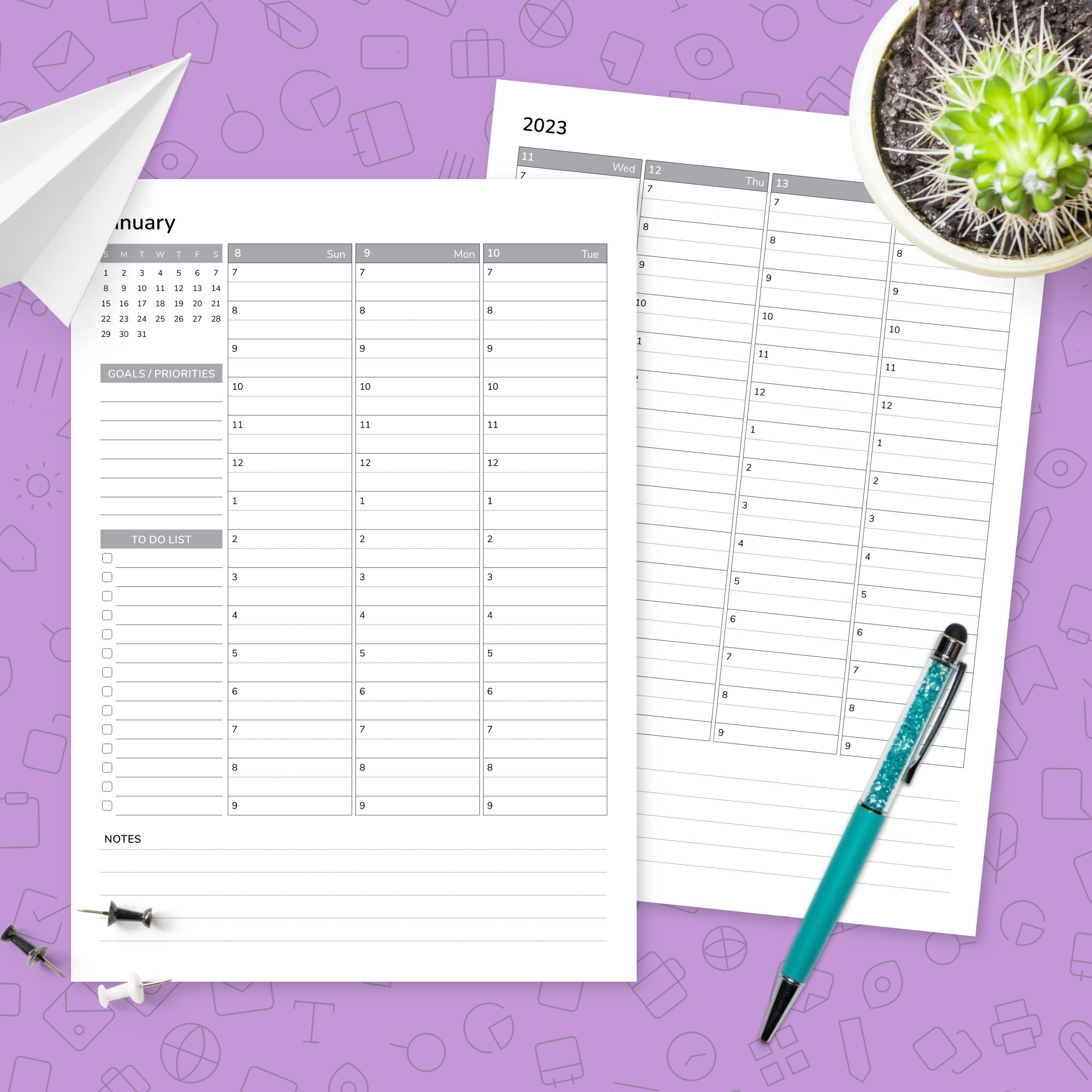 Printable Vertical Weekly Planner Weekly Planner Printable