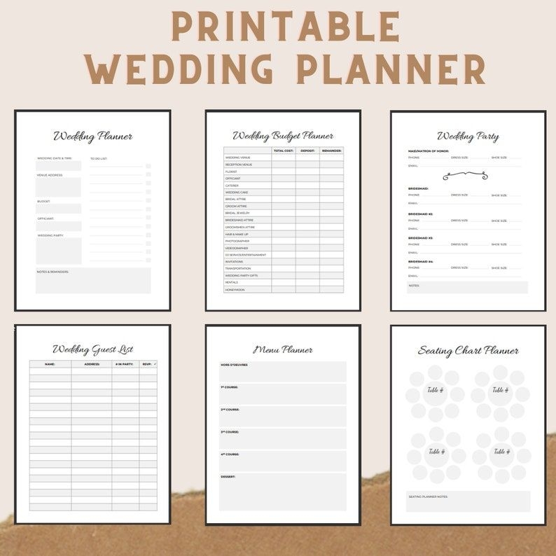 Printable Wedding Planner Kit For Organizing Your Dream Wedding Etsy