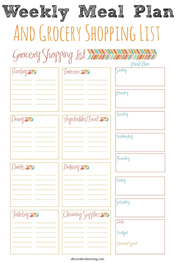 Printable Weekly Meal Planner Grocery List Weekly Meal Planner Images
