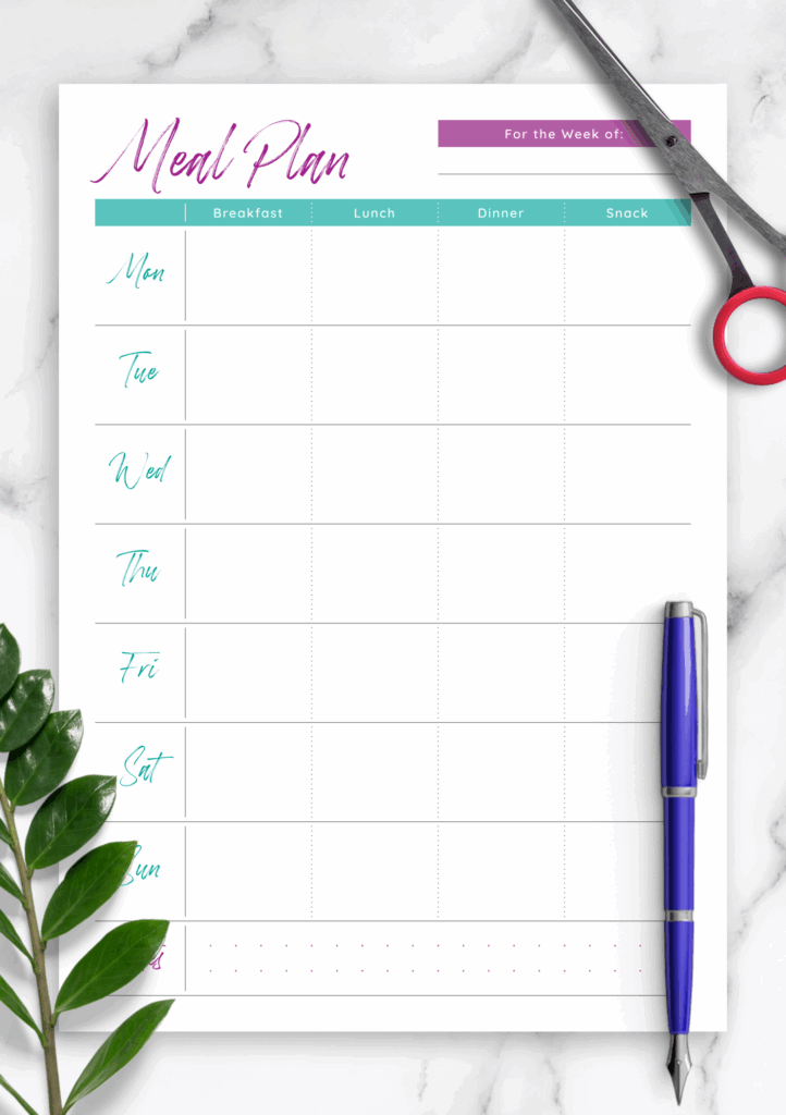 Printable Weekly Meal Planner Template Pdf Booychart