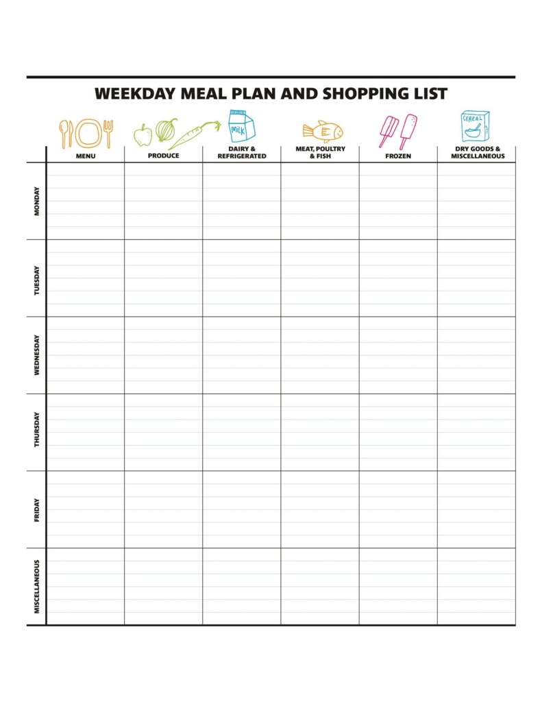 Printable Weekly Meal Planner Template Word Volfbooking