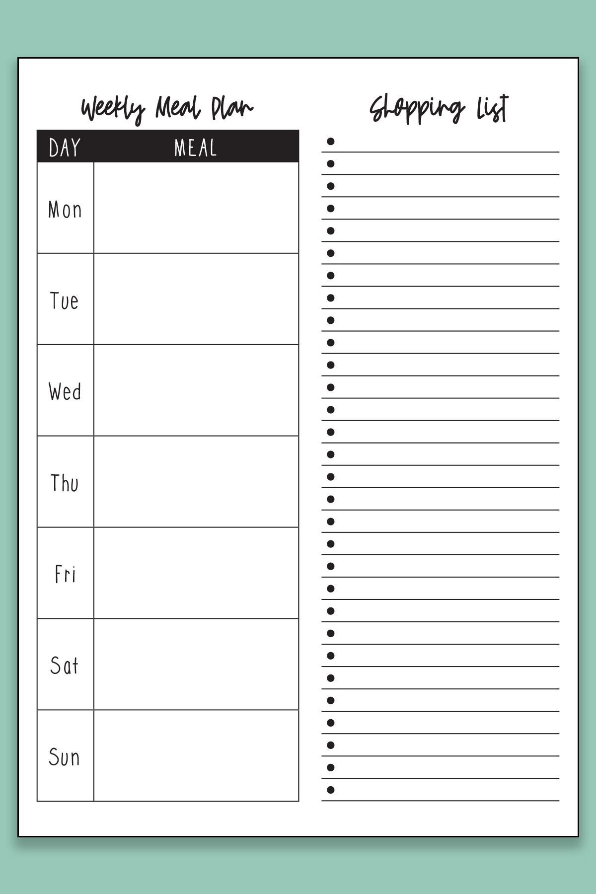 Printable Weekly Menu Planner And Grocery List Mom Real 60 OFF
